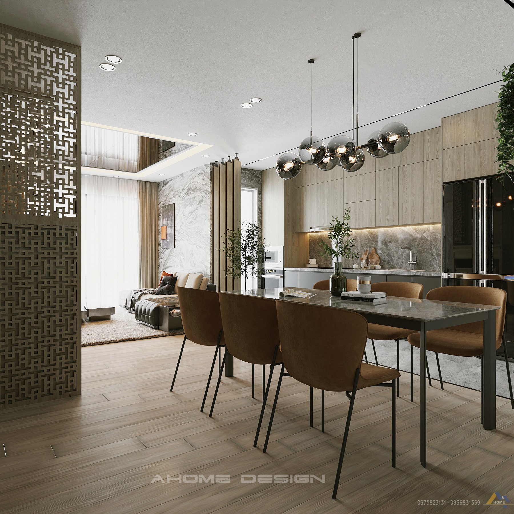 Thiết kế thông phòng khách - phòng bếp giúp mở rộng không gian